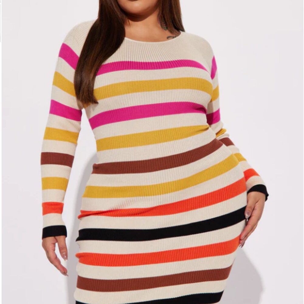 Almost Famous 1X Multi-Colored BodyCon Dress